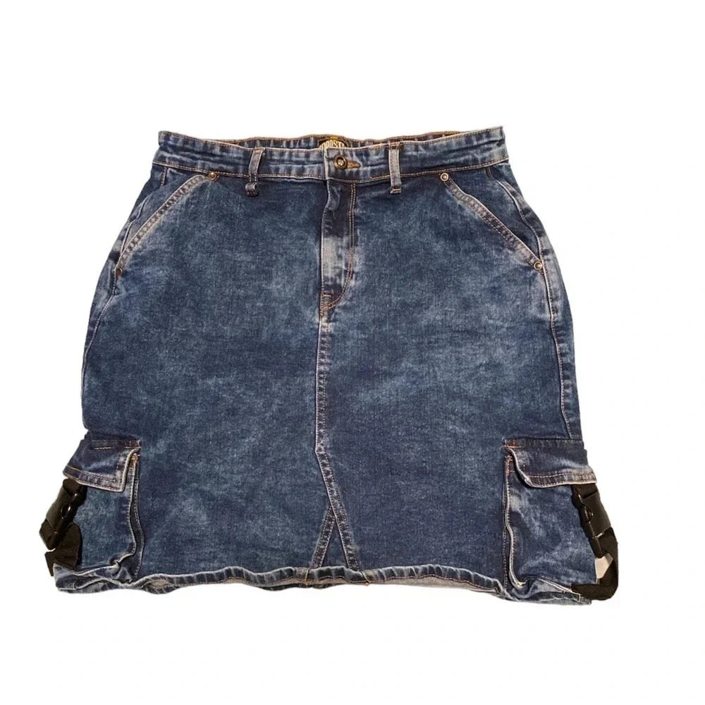 Roadster discovery High rise denim skirt 32 pockets dark wash summer grunge